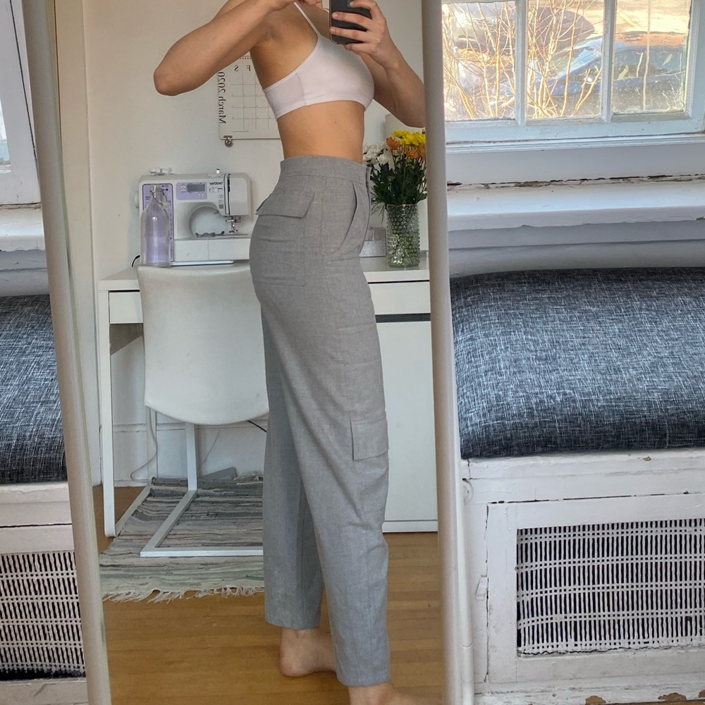 Grey straight leg cargo pant